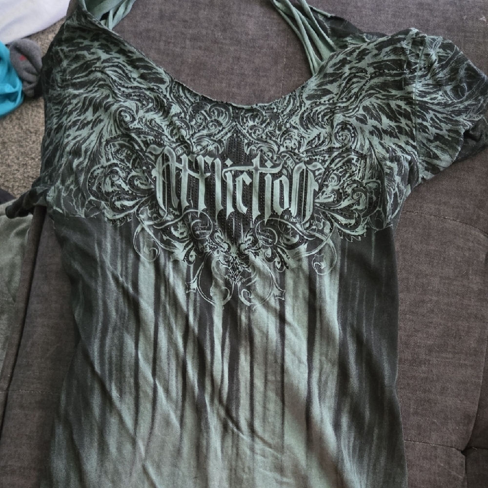 Affliction Women's Tank Top - Black and Green